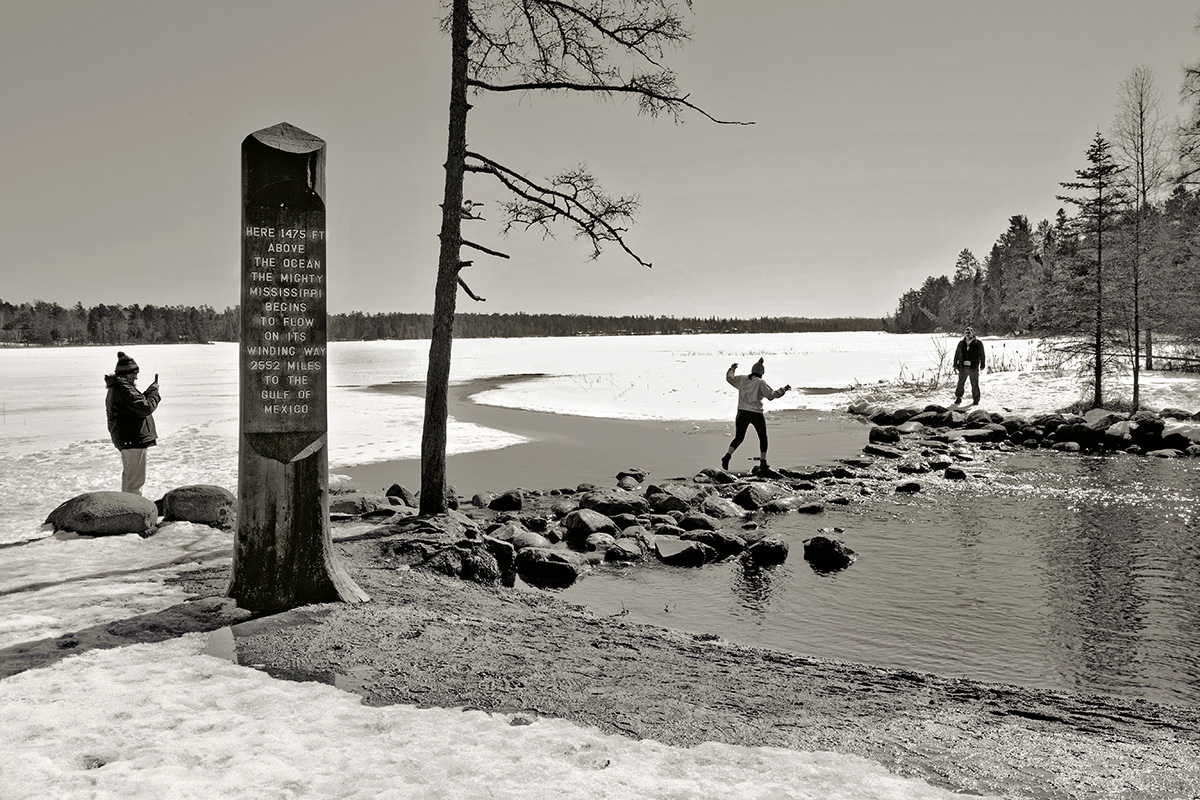 The designated headwaters of the Mississippi River at Lake Itasca, MN.